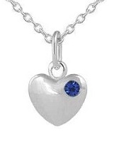  teensy catchy silver heart baby September birthstone necklace
